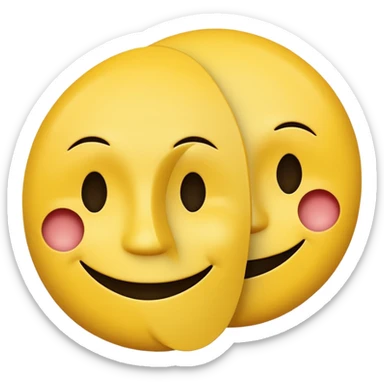 Smiley face holding sad face like a mask sticker