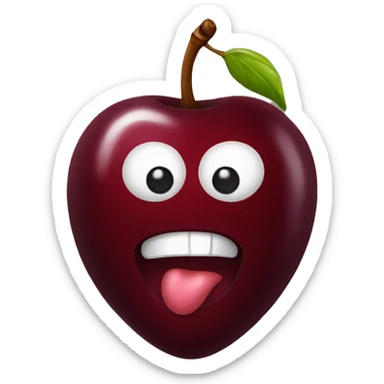 burgundy hear cherries sticker
