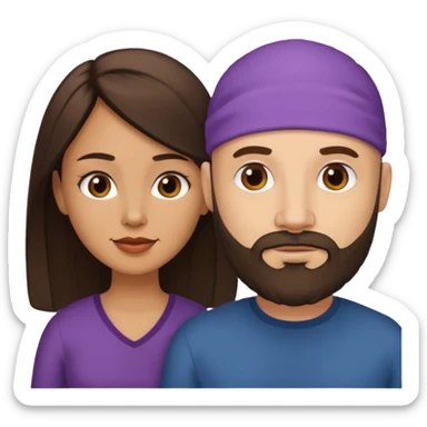 Man beard bald white woman medium hair brown latina sticker