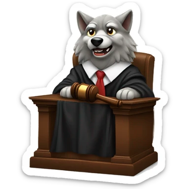 wolf  judge with gavel in court sticker