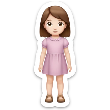 Pale toddler girl with brown hair standing up sticker