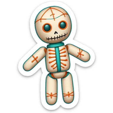 teal and orange voodoo doll sticker