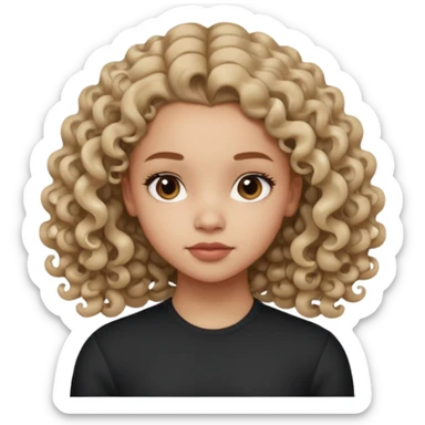 a girl looking off to the side, kind of looks like olivia rodrigo but with 3B curls sticker