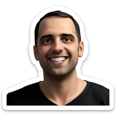 smiling boy in black shirt sticker