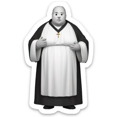 fat catholic monk in black and white robe sticker