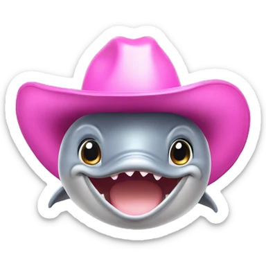 Dolphin with pink cowboy hat and silly face, frontal view sticker