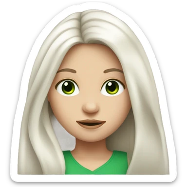 white long haired brunette girl with green eyes sticker