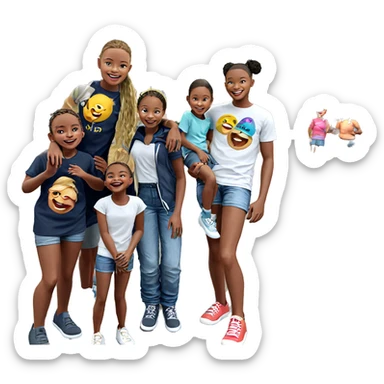 happy kids outdoors together sticker