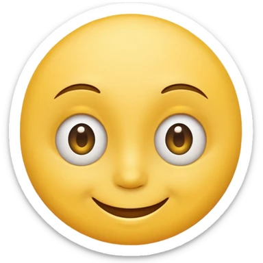 Emoji, yellow round smiling face, curved eyes narrow and snide sticker
