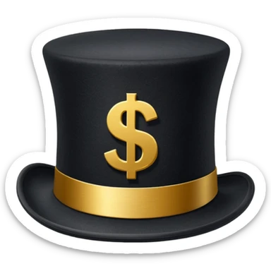 top hat with "$" print sticker