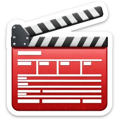 red clapperboard used in filmmaking, cute and stylish design with glitter sticker