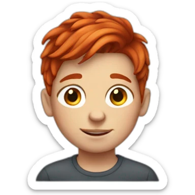 8 year old boy with red hair combed to the side and freckles sticker