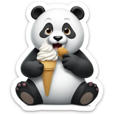 Panda eating ice cream sticker