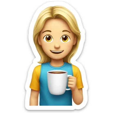 smiling boy with smiling girl with cup indoors sticker