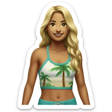 realistic portrait of a gorgeous Hawaiian surfer girl sticker