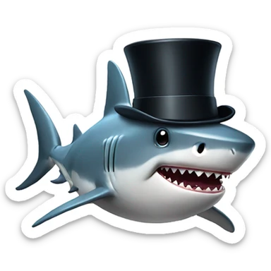 Shark with a top hat sticker