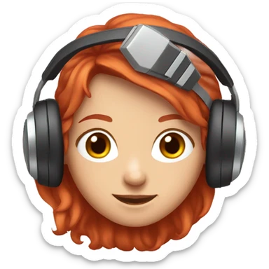 redhead girl with pink gamer headset sticker