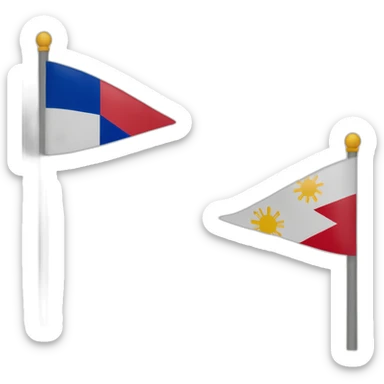 Left half of Philippines flag on left side and right side of England flag on right sticker