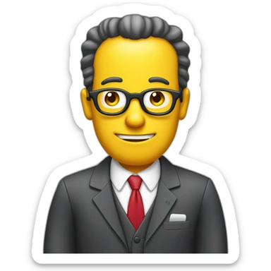 Hombre con traje y corbata, con un telefono en la oreja llamando, estilo simpson sticker