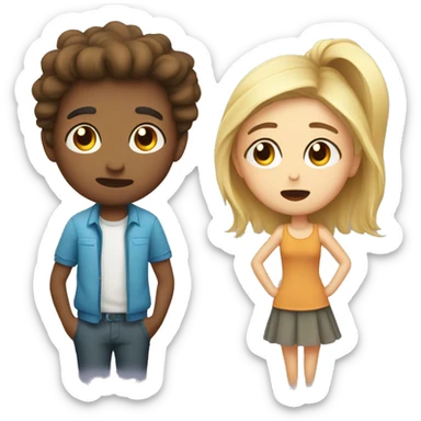 disappointed girl and happy boy in love sticker