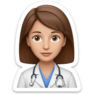brown hair caucasian female physician older sticker