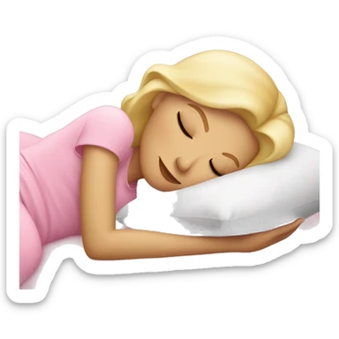 blonde woman sleeping on pink pillow sticker