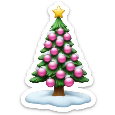 christmas tree with snow pink ornaments sticker
