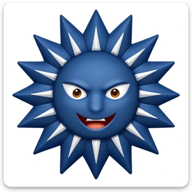 A circle with 12 pointed mouths (color=dark blue),and a white mark that indicates good on the center  sticker