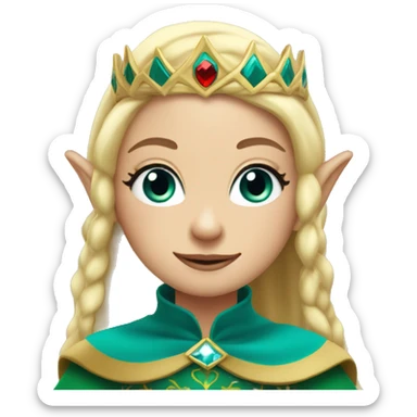 Elf princess with blonde hair, teal eyes, a crown and a black and red scarf  sticker