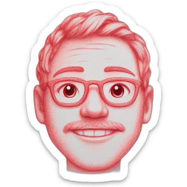 Drawing sketch in notebook red crayon sticker