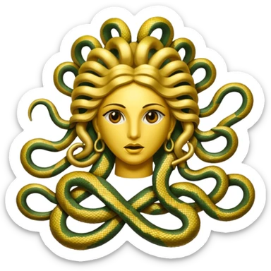 The Sicilian Medusa in gold, make the snakes more dramatic  sticker