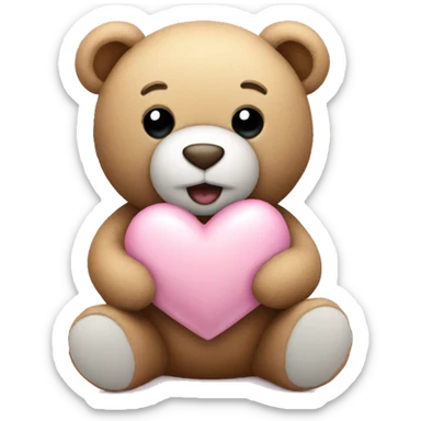 stuffed teddy holding light pink heart sticker