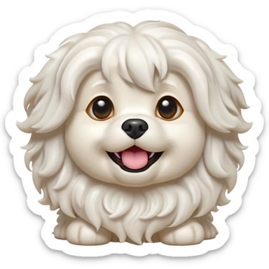 Cinematic Comical Wavy-Haired Maltese Dog Portrait Emoji, Head tilted dramatically with an exaggeratedly amused or surprised expression, featuring a silky, wavy-haired white coat with a playful sheen, wide, expressive dark eyes filled with exaggerated disbelief, Simplified yet hilariously expressive features, highly detailed, glowing with a slightly sassy glow, high shine, dramatic yet playful, stylized with an air of cheeky charm, bright and endearing, soft glowing outline, capturing the essence of a spirited and over-the-top companion, so meme-worthy it feels like it could side-eye its way into internet fame instantly! sticker
