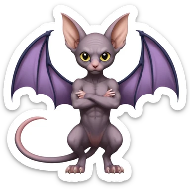 Swoobat-Noibat-Sphynx-Lykoi-fusion, full body sticker