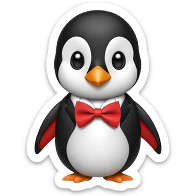 penguin with bow red tie  sticker