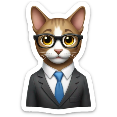 Mulatto business cat pfp wearing with smart glasses sticker