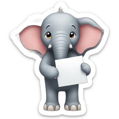 elephant holding a sign with "#1 Fan" on it sticker