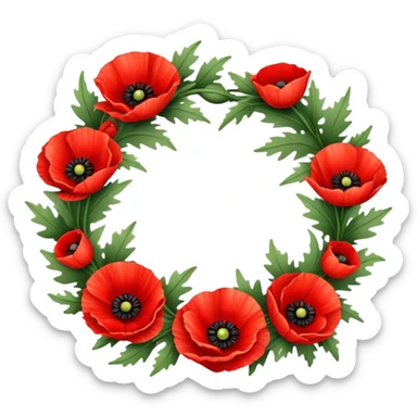 memorial wreath with poppies sticker