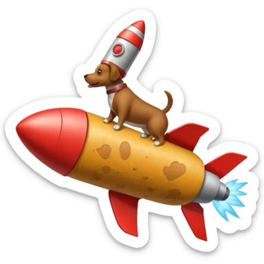 Dog flying poop rocket  sticker