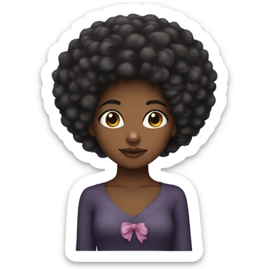black girl with fro with a bow sticker