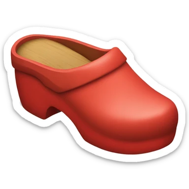 red Wooden clog with closed heel sticker