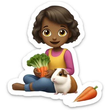 Little girl Feeding Guinea pig sticker