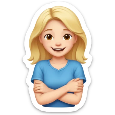 girl crossing her arms laughing  sticker