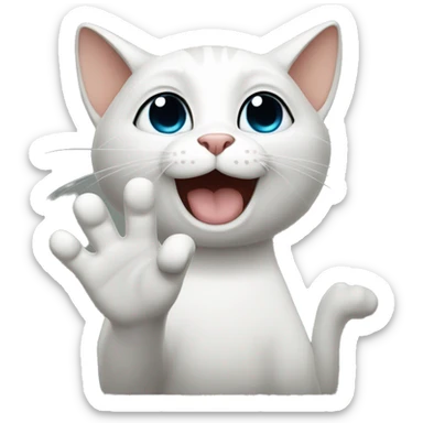 cat says bye and waves with paws (only cat head and paw) sticker