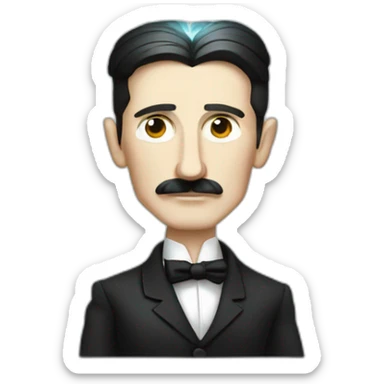 Nikola Tesla with electricity sticker