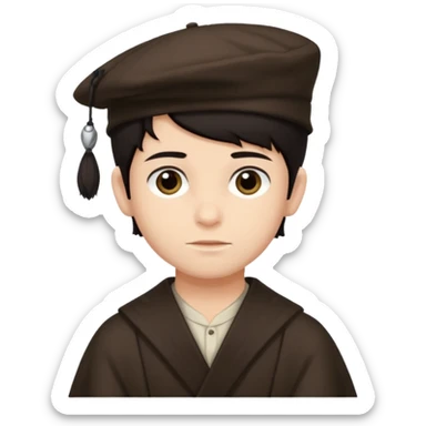 young boy dark hair with yalmulke on with sidelocks sticker