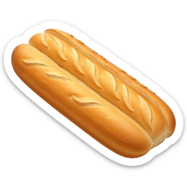 baguette bread object icon, crispy golden crust, detailed bread texture, 3D cartoon, mobile game icon style, centered, clean background, soft shadow, no text, no watermark
 sticker