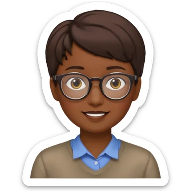A person emoji with glasses and small smile with short brown hair🤓🙁🧑🏽 sticker
