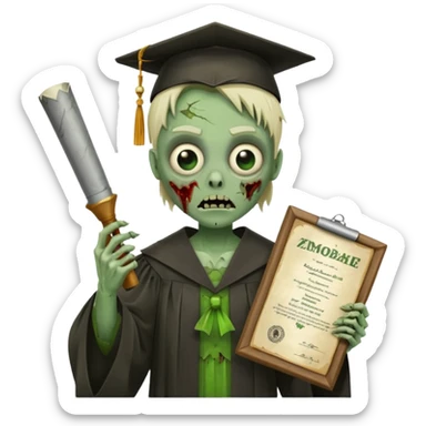 graduating zombie sticker
