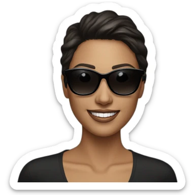 Beautiful brunette woman in black sunglasses slyly smiling sticker